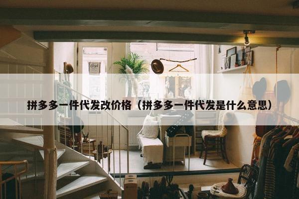 拼多多一件代发改价格（拼多多一件代发是什么意思）