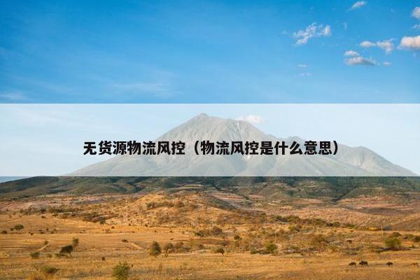 无货源物流风控（物流风控是什么意思）