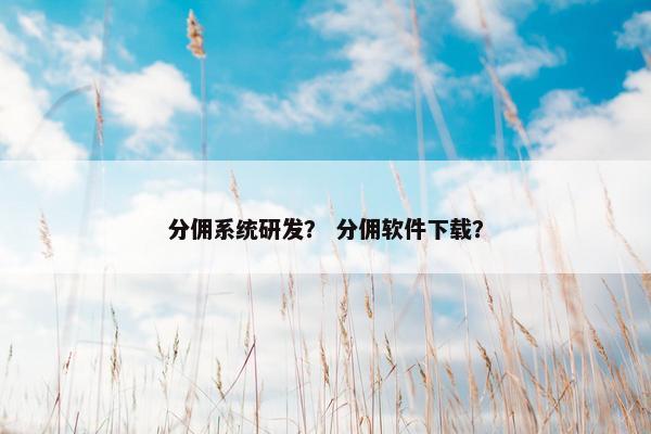 分佣系统研发？ 分佣软件下载？