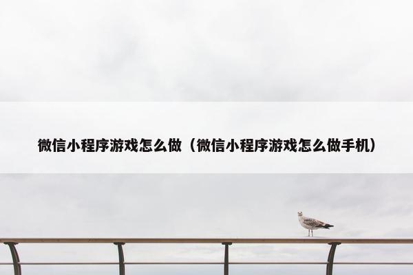 微信小程序游戏怎么做（微信小程序游戏怎么做手机）