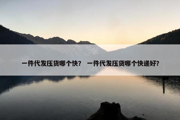 一件代发压货哪个快？ 一件代发压货哪个快递好？