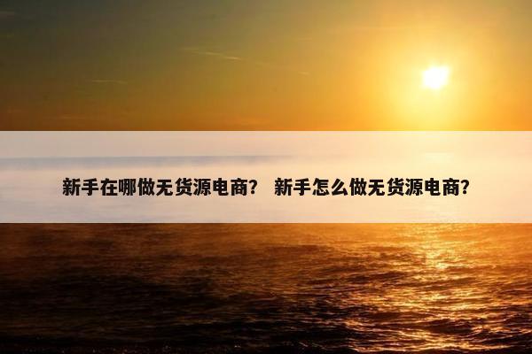 新手在哪做无货源电商？ 新手怎么做无货源电商？