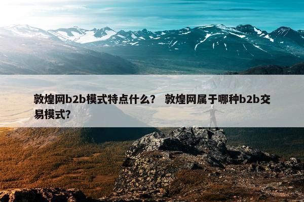敦煌网b2b模式特点什么？ 敦煌网属于哪种b2b交易模式？