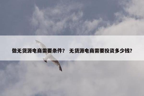 做无货源电商需要条件？ 无货源电商需要投资多少钱？