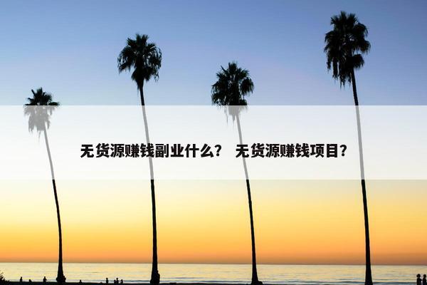 无货源赚钱副业什么？ 无货源赚钱项目？