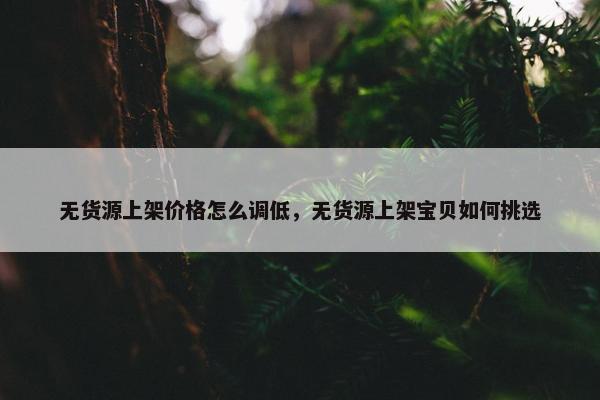 无货源上架价格怎么调低，无货源上架宝贝如何挑选