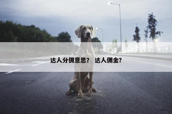 达人分佣意思？ 达人佣金？