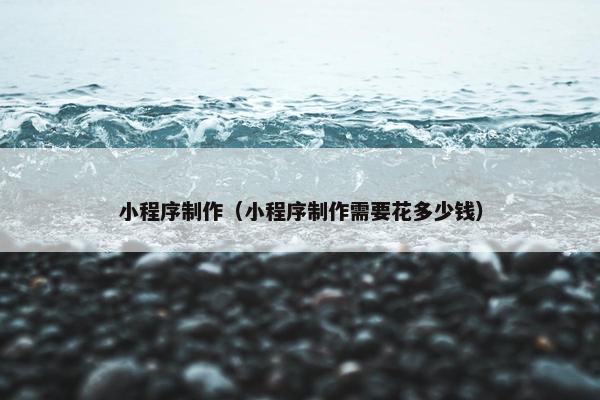 小程序制作（小程序制作需要花多少钱）