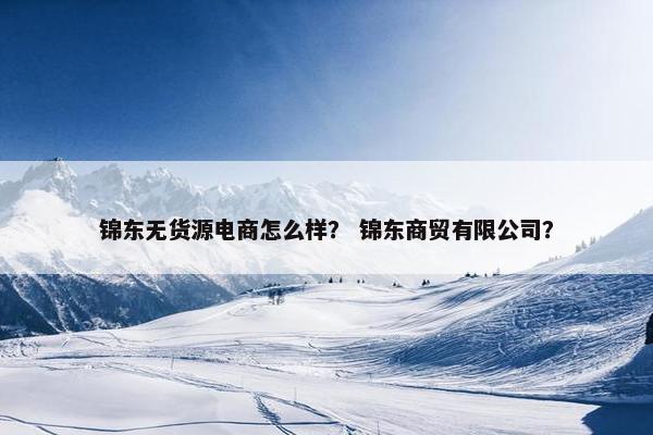 锦东无货源电商怎么样？ 锦东商贸有限公司？