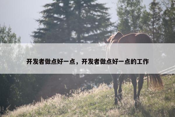 开发者做点好一点，开发者做点好一点的工作