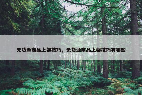 无货源商品上架技巧，无货源商品上架技巧有哪些