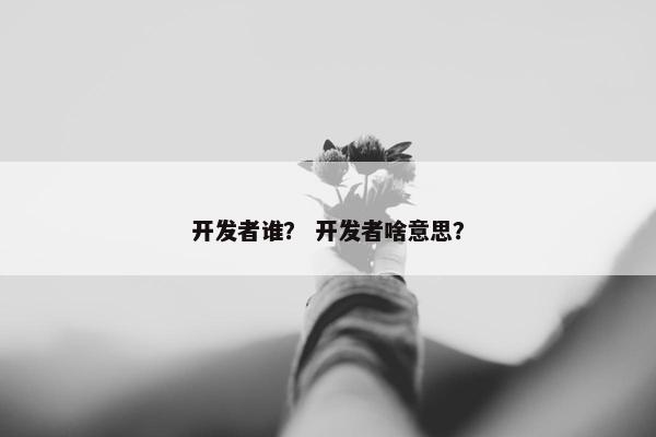 开发者谁？ 开发者啥意思？