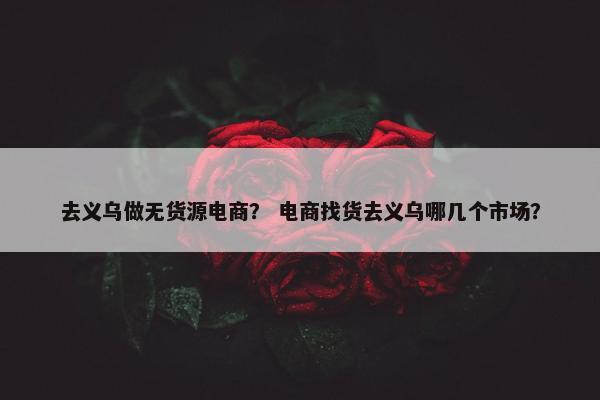 去义乌做无货源电商？ 电商找货去义乌哪几个市场？