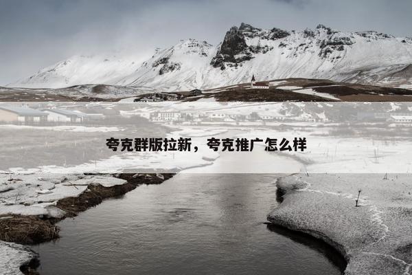 夸克群版拉新，夸克推广怎么样