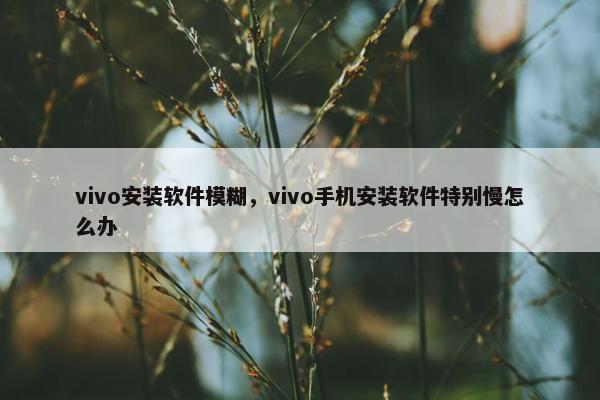 vivo安装软件模糊，vivo手机安装软件特别慢怎么办