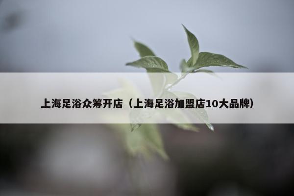 上海足浴众筹开店（上海足浴加盟店10大品牌）