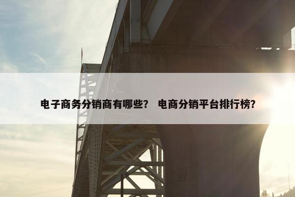 电子商务分销商有哪些？ 电商分销平台排行榜？