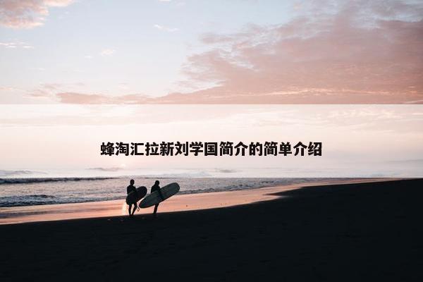 蜂淘汇拉新刘学国简介的简单介绍