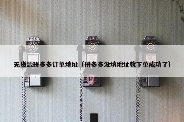 无货源拼多多订单地址（拼多多没填地址就下单成功了）