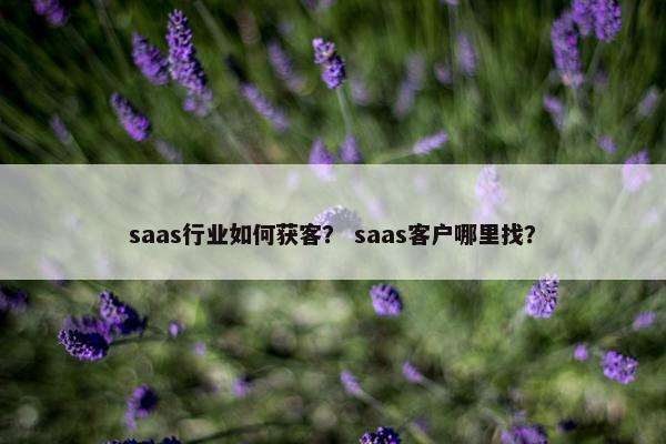 saas行业如何获客？ saas客户哪里找？