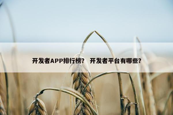 开发者APP排行榜？ 开发者平台有哪些？