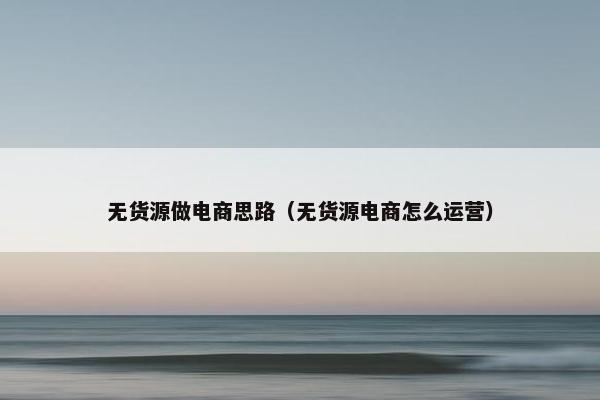无货源做电商思路（无货源电商怎么运营）