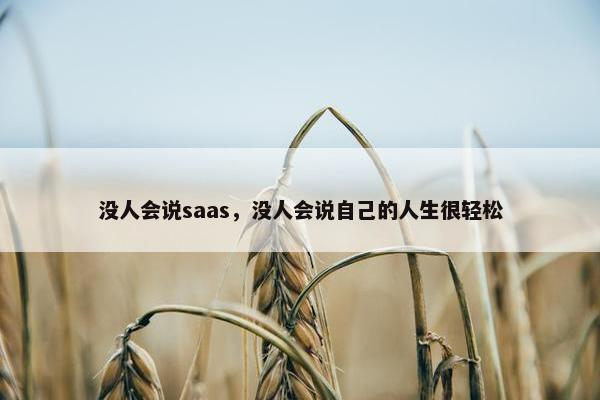 没人会说saas，没人会说自己的人生很轻松