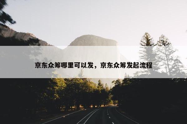 京东众筹哪里可以发，京东众筹发起流程