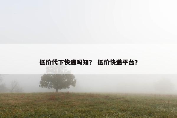 低价代下快递吗知？ 低价快递平台？