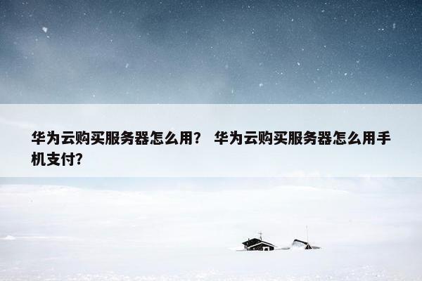 华为云购买服务器怎么用？ 华为云购买服务器怎么用手机支付？