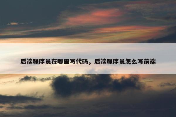 后端程序员在哪里写代码，后端程序员怎么写前端