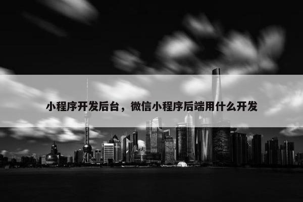 小程序开发后台，微信小程序后端用什么开发