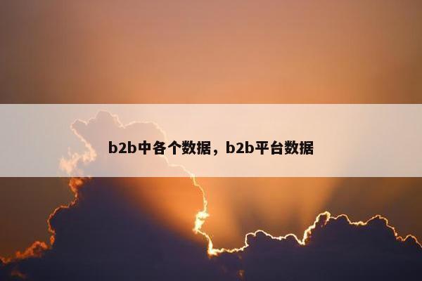 b2b中各个数据，b2b平台数据