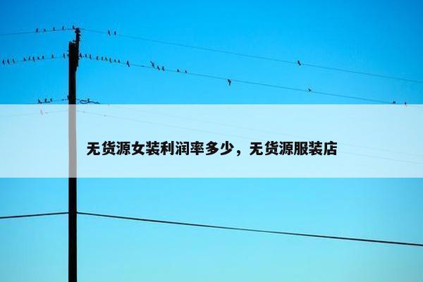 无货源女装利润率多少，无货源服装店