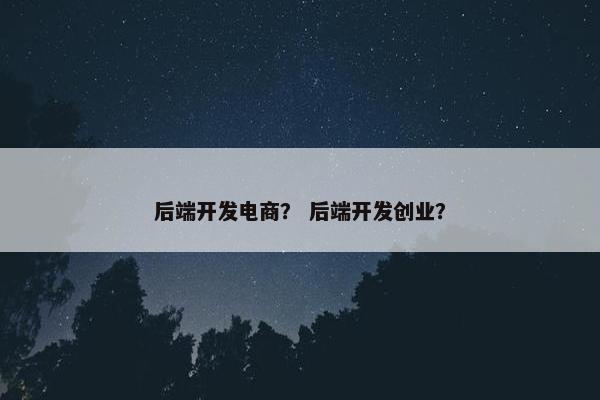 后端开发电商？ 后端开发创业？