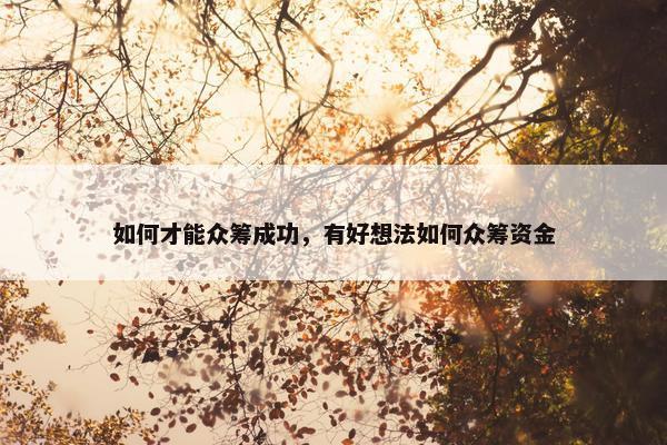 如何才能众筹成功，有好想法如何众筹资金