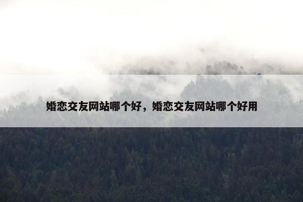 婚恋交友网站哪个好，婚恋交友网站哪个好用