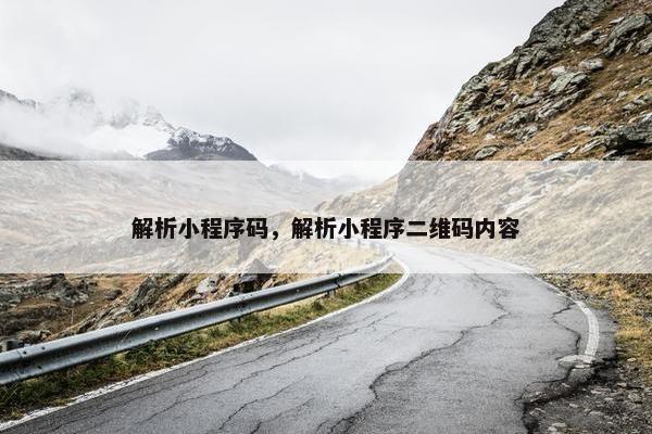 解析小程序码，解析小程序二维码内容