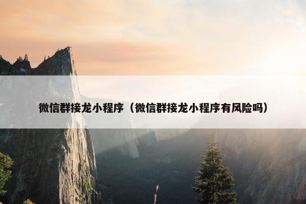 微信群接龙小程序（微信群接龙小程序有风险吗）