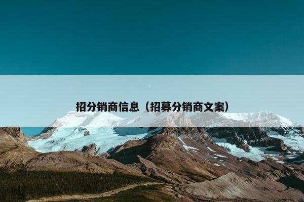 招分销商信息（招募分销商文案）