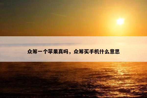 众筹一个苹果真吗，众筹买手机什么意思