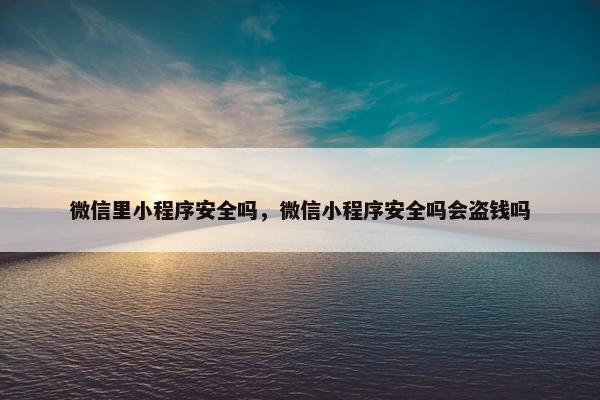 微信里小程序安全吗，微信小程序安全吗会盗钱吗