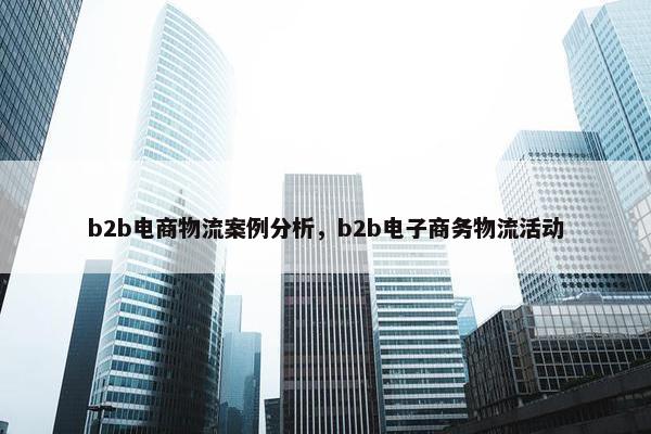 b2b电商物流案例分析，b2b电子商务物流活动