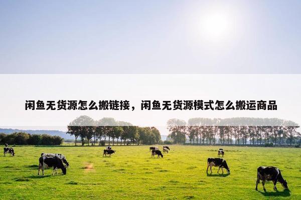 闲鱼无货源怎么搬链接，闲鱼无货源模式怎么搬运商品