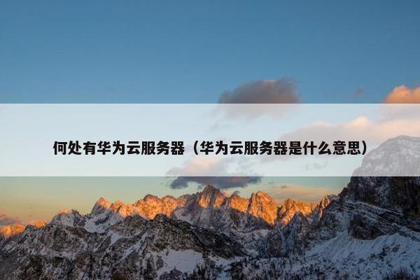 何处有华为云服务器（华为云服务器是什么意思）