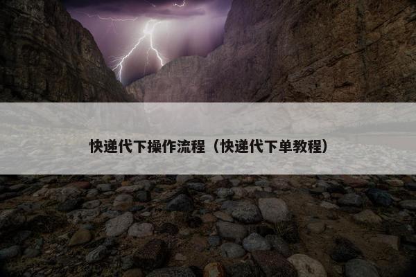 快递代下操作流程（快递代下单教程）