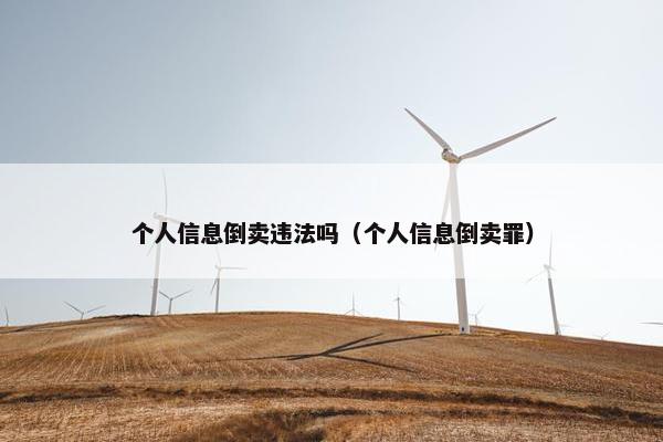个人信息倒卖违法吗（个人信息倒卖罪）