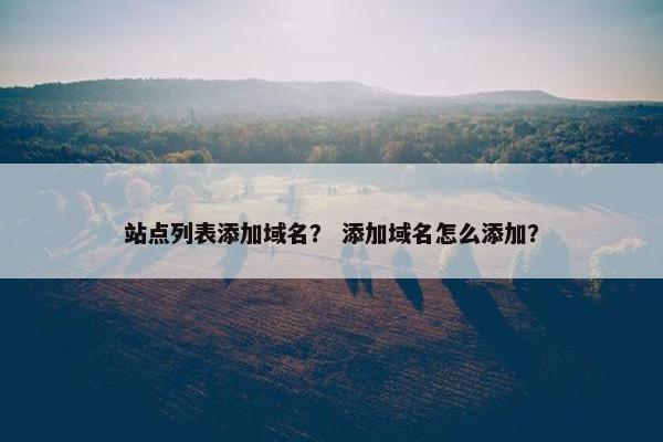 站点列表添加域名？ 添加域名怎么添加？