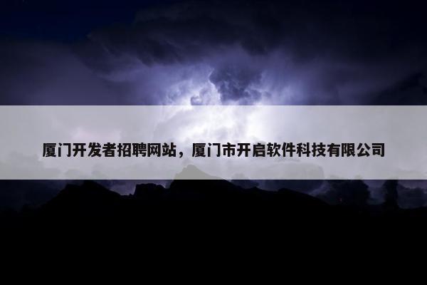 厦门开发者招聘网站，厦门市开启软件科技有限公司