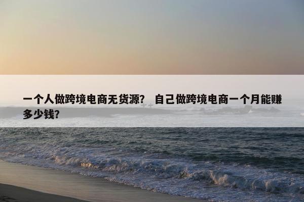 一个人做跨境电商无货源？ 自己做跨境电商一个月能赚多少钱？